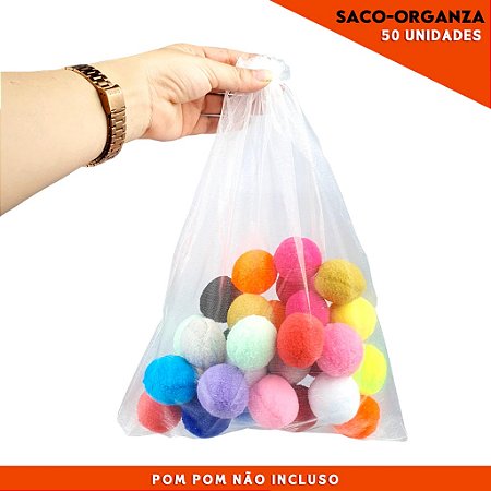 Kit 50 Saco de Organza P/ Lembrancinha - 25x35 - C/ Fita de Cetim