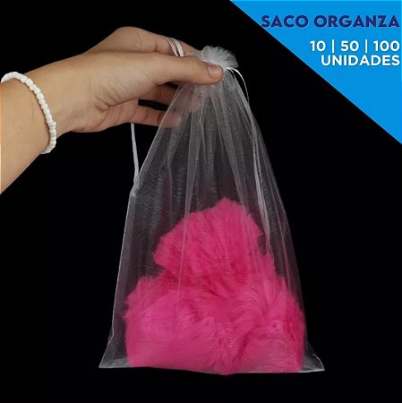 Kit 50 Saco de Organza P/ Lembrancinha - 20x30 - C/ Fita de Cetim