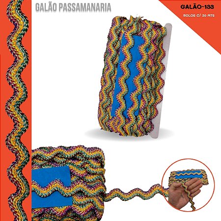 Fita Passamanaria Cores Galao-133  - Tam: 20mm - Rolo C/20 Mts