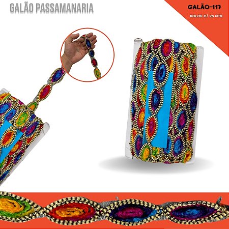 Fita de Passamanaria Cores Galao-117 - Tam: 30mm - Rolo C/20 Mts