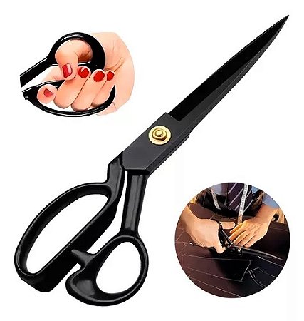 Tesoura de Alfaiate Profissional - Corte Costura Titanium - Preta