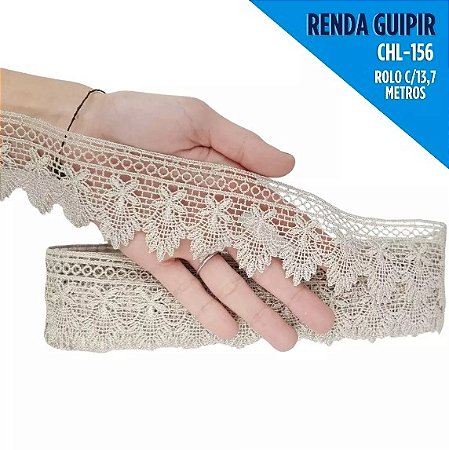 Renda Guipir CHL-156 5.0 Cm -  Rolo C/13.7 Metros Cor:Bege