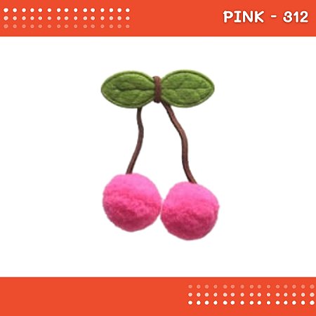 Aplique Pom Pom Cereja - Pacote c/100 unidades - Laços e artesanato COR:PINK-312