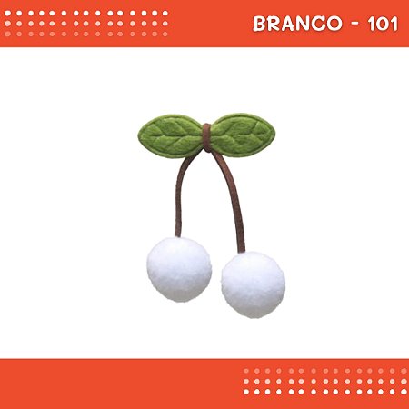 Aplique Pom Pom Cereja - Pacote c/100 unidades - Laços e artesanato COR:BRANCO-101
