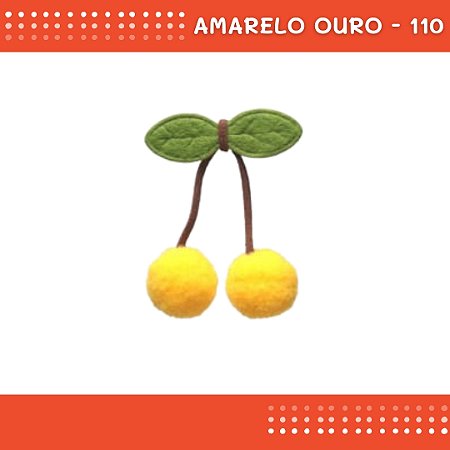 Aplique Pom Pom Cereja - Pacote c/100 unidades - Laços e artesanato COR:AMARELO-OURO-110