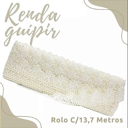 Renda Guipir CHL-425 3.5 Cm -  Rolo C/13.7 Metros Cor:Natural