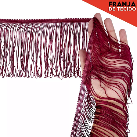 Franja de Tecido Acetinado - 10cm - Grade de Cores - Rolo C/10 Mts COR:VINHO-CLARO-520