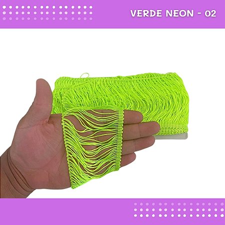 Franja De Tecido Acetinado - 10cm - Grade De Cores - Rolo C/10 Mts Cor:Verde-Neon-02