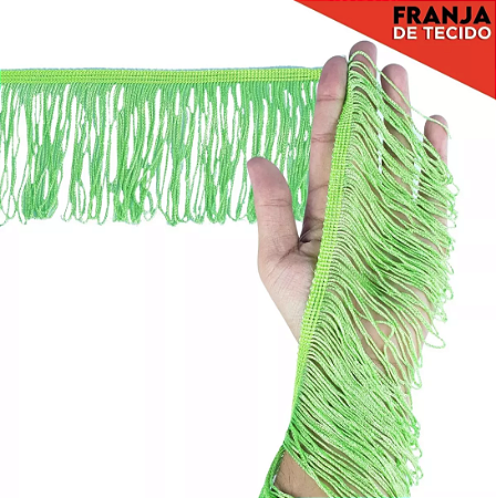 Franja de Tecido Acetinado - 10cm - Grade de Cores - Rolo C/10 Mts COR:VERDE-LIMAO-225
