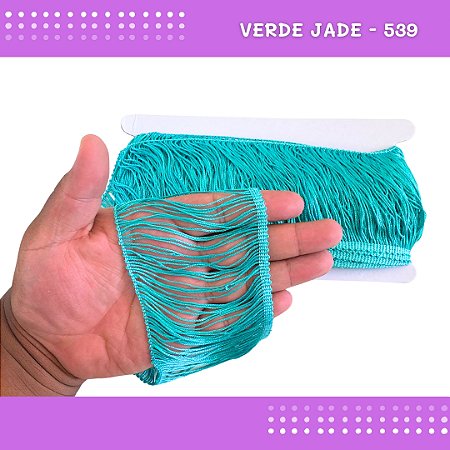 Franja De Tecido Acetinado - 10cm - Grade De Cores - Rolo C/10 Mts Cor:Verde-Jade-539