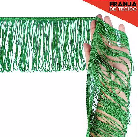 Franja de Tecido Acetinado - 10cm - Grade de Cores - Rolo C/10 Mts COR:VERDE-BANDEIRA-540
