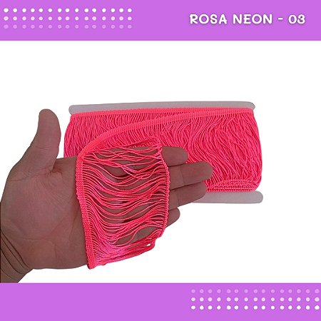 Franja De Tecido Acetinado - 10cm - Grade De Cores - Rolo C/10 Mts Cor:Rosa-Neon-03