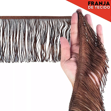 Franja de Tecido Acetinado - 10cm - Grade de Cores - Rolo C/10 Mts COR:MARROM-290