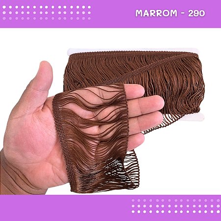 Franja De Tecido Acetinado - 10cm - Grade De Cores - Rolo C/10 Mts Cor:Marrom-290