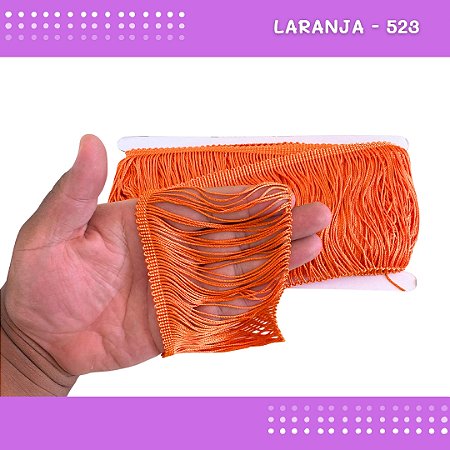 Franja De Tecido Acetinado - 10cm - Grade De Cores - Rolo C/10 Mts Cor:Laranja-523