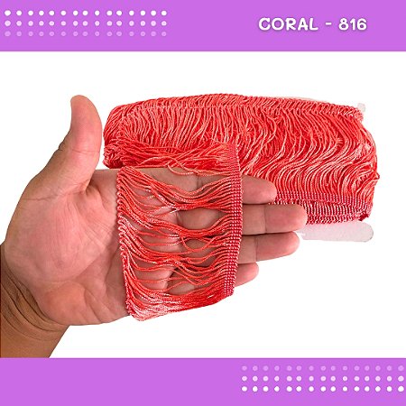 Franja De Tecido Acetinado - 10cm - Grade De Cores - Rolo C/10 Mts Cor:Coral-816