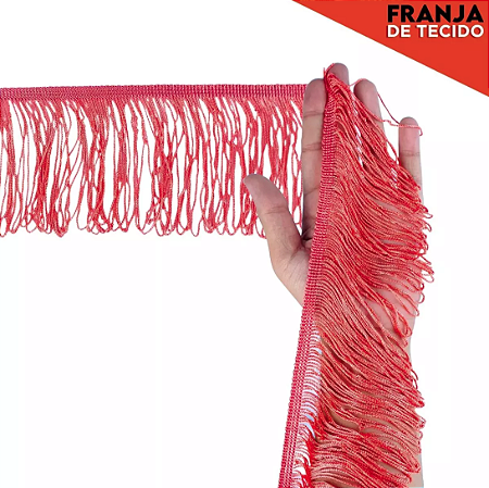 Franja de Tecido Acetinado - 10cm - Grade de Cores - Rolo C/10 Mts COR:CORAL-816