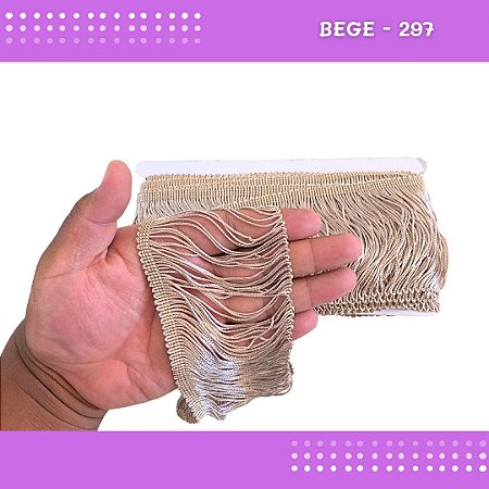 Franja De Tecido Acetinado - 10cm - Grade De Cores - Rolo C/10 Mts Cor:Bege-297