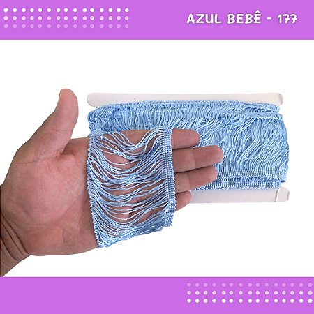 Franja De Tecido Acetinado - 10cm - Grade De Cores - Rolo C/10 Mts Cor:Azul-Bebe-177