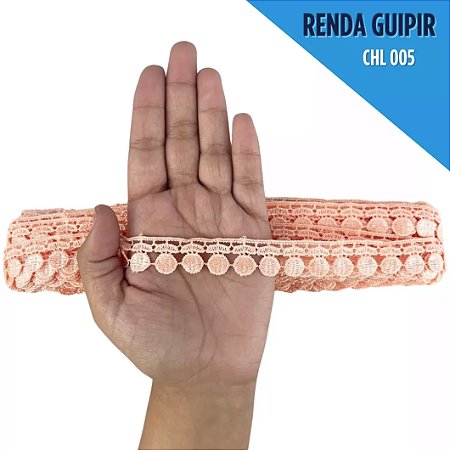 Renda Guipir CHL-005 - 2.0 Cm - Rolo C/13.7 Mts Cor:Salmao