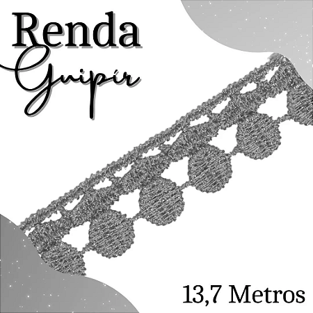 Renda Guipir CHL-005 - 2.0 Cm - Rolo C/13.7 Mts Cor:Prata