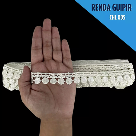 Renda Guipir CHL-005 - 2.0 Cm - Rolo C/13.7 Mts Cor:Natural