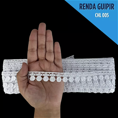 Renda Guipir CHL-005 - 2.0 Cm - Rolo C/13.7 Mts Cor:Branco
