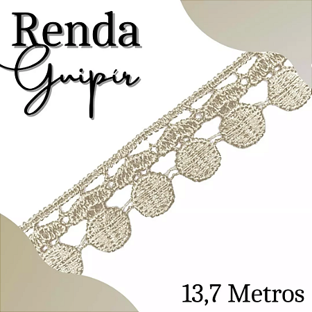 Renda Guipir CHL-005 - 2.0 Cm - Rolo C/13.7 Mts Cor:Bege
