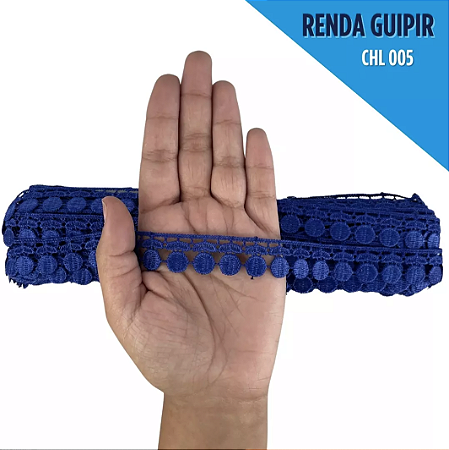 Renda Guipir CHL-005 - 2.0 Cm - Rolo C/13.7 Mts Cor:Azul-Royal