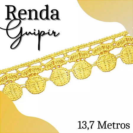 Renda Guipir CHL-005 - 2.0 Cm - Rolo C/13.7 Mts Cor:Amarelo-Canario