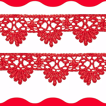 Renda Guipir CHL-016 - 2.5 Cm -  Rolo C/13.7 Mts Cor:Vermelho