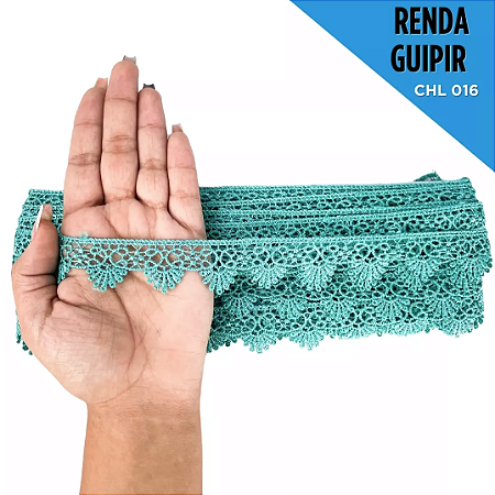 Renda Guipir CHL-016 - 2.5 Cm -  Rolo C/13.7 Mts Cor:Verde-Jade