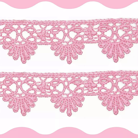 Renda Guipir CHL-016 - 2.5 Cm -  Rolo C/13.7 Mts Cor:Rosa-Bebe