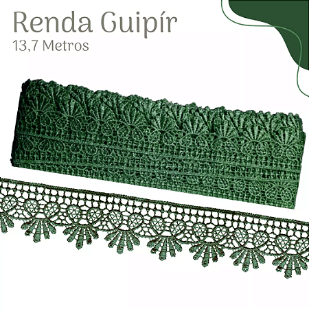RENDA GUIPIR CHL-109 3.0 CM -  ROLO C/13.7 METROS Cor:Verde-Musgo