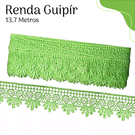 RENDA GUIPIR CHL-109 3.0 CM -  ROLO C/13.7 METROS Cor:Verde-Limao