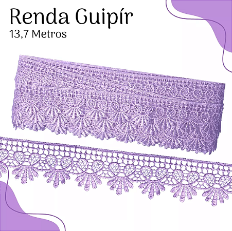 RENDA GUIPIR CHL-109 3.0 CM -  ROLO C/13.7 METROS Cor:Lilas