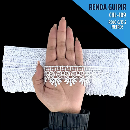RENDA GUIPIR CHL-109 3.0 CM -  ROLO C/13.7 METROS Cor:Branco