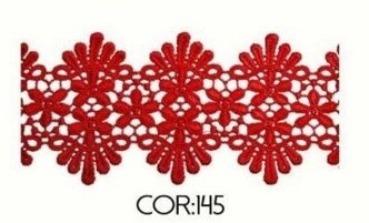 Renda Guipir CHL-055 10.0 Cm -  Rolo C/13.7 Mts Cor:Vermelho