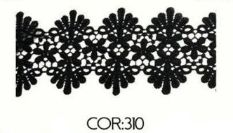 Renda Guipir CHL-055 10.0 Cm -  Rolo C/13.7 Mts Cor:Preto