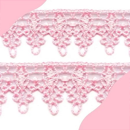 Renda Guipir CHL-120 - 1.5 Cm -  Rolo C/13.7 Metros Cor:Rosa-Bebe