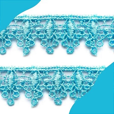 Renda Guipir CHL-120 - 1.5 Cm -  Rolo C/13.7 Metros Cor:Azul-Turquesa