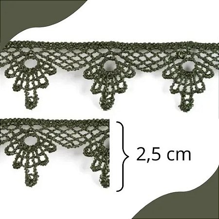 Renda Guipir CHL-141 2.0 Cm -  Rolo C/13.7 Metros Cor:Verde-Musgo