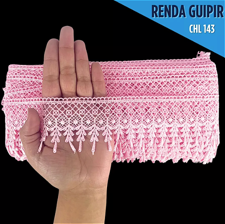 Renda Guipir CHL-143 - 6.0 Cm -  Rolo C/13.7 Metros Cor:Rosa-Bebe