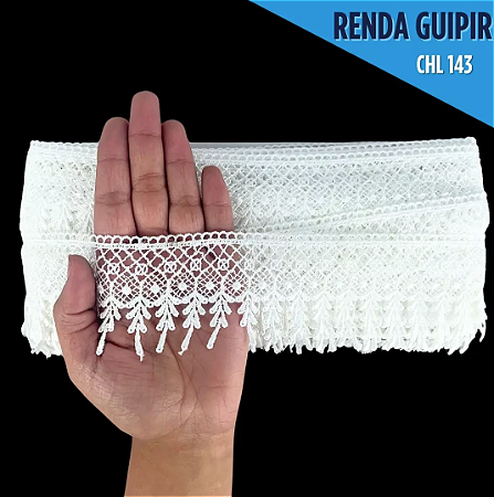 Renda Guipir CHL-143 - 6.0 Cm -  Rolo C/13.7 Metros Cor:Branco