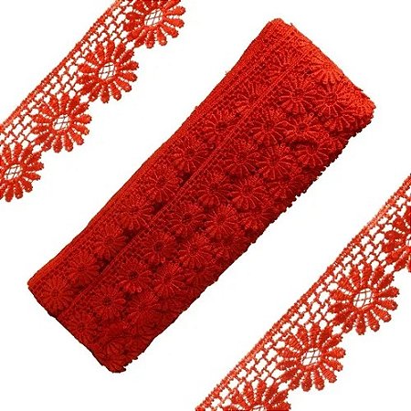 Renda Guipir CHL-149 3.0 Cm -  Rolo C/13.7 Metros Cor:Vermelho