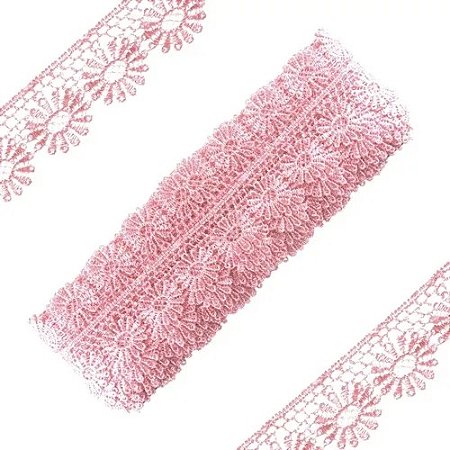 Renda Guipir CHL-149 3.0 Cm -  Rolo C/13.7 Metros Cor:Rosa-Bebe