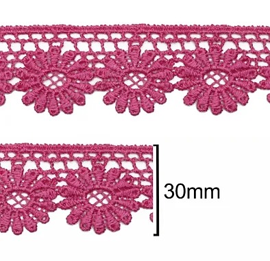 Renda Guipir CHL-149 3.0 Cm -  Rolo C/13.7 Metros Cor:Pink