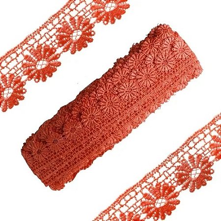 Renda Guipir CHL-149 3.0 Cm -  Rolo C/13.7 Metros Cor:Coral
