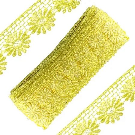 Renda Guipir CHL-149 3.0 Cm -  Rolo C/13.7 Metros Cor:Amarelo-Canario