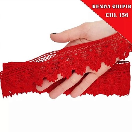 Renda Guipir CHL-156 5.0 Cm -  Rolo C/13.7 Metros Cor:Vermelho